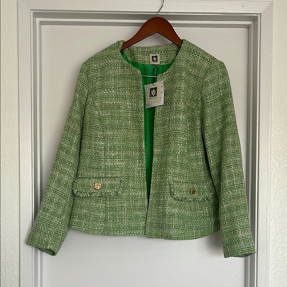 Anne Klein Citrus Green Multi Textured Suit Jacket - Picture 1 of 6